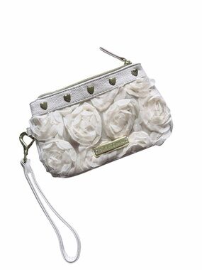 Betsy Johnson Floral Appliqué Wristlet Clutch - Ivory